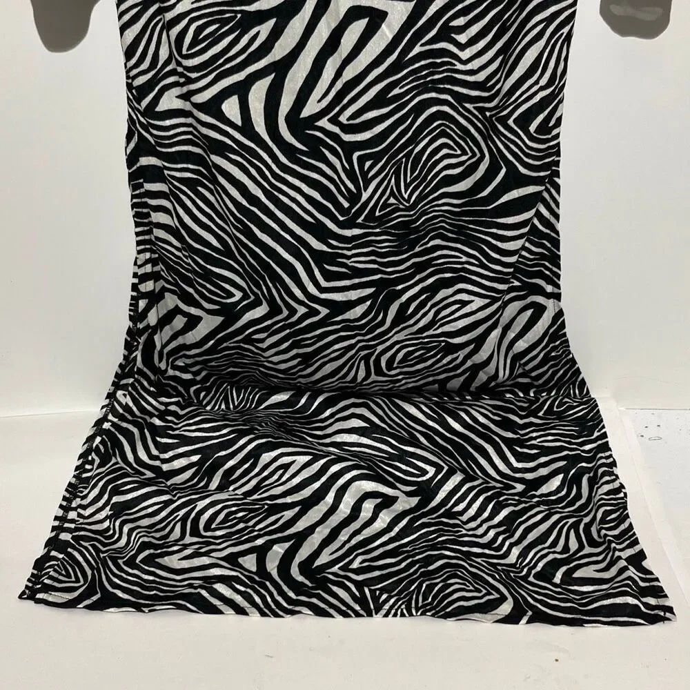 Victoria's Secret Women's Black White Zebra Print V-Neck Long‎ Sleeve Dress XS